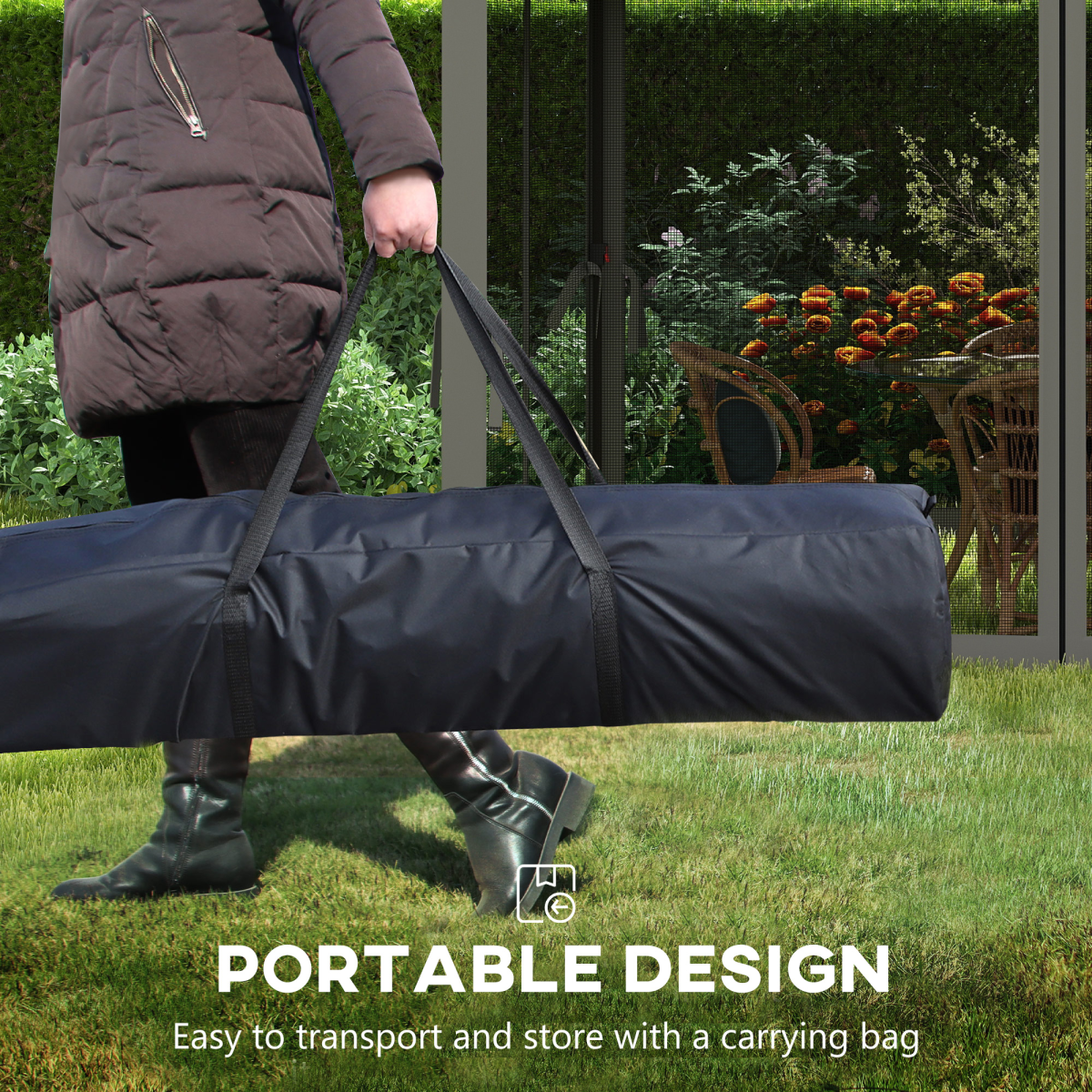 Outsunny Garden Folding Pop Up Gazebo Tent with Metal Frame, Dark Grey