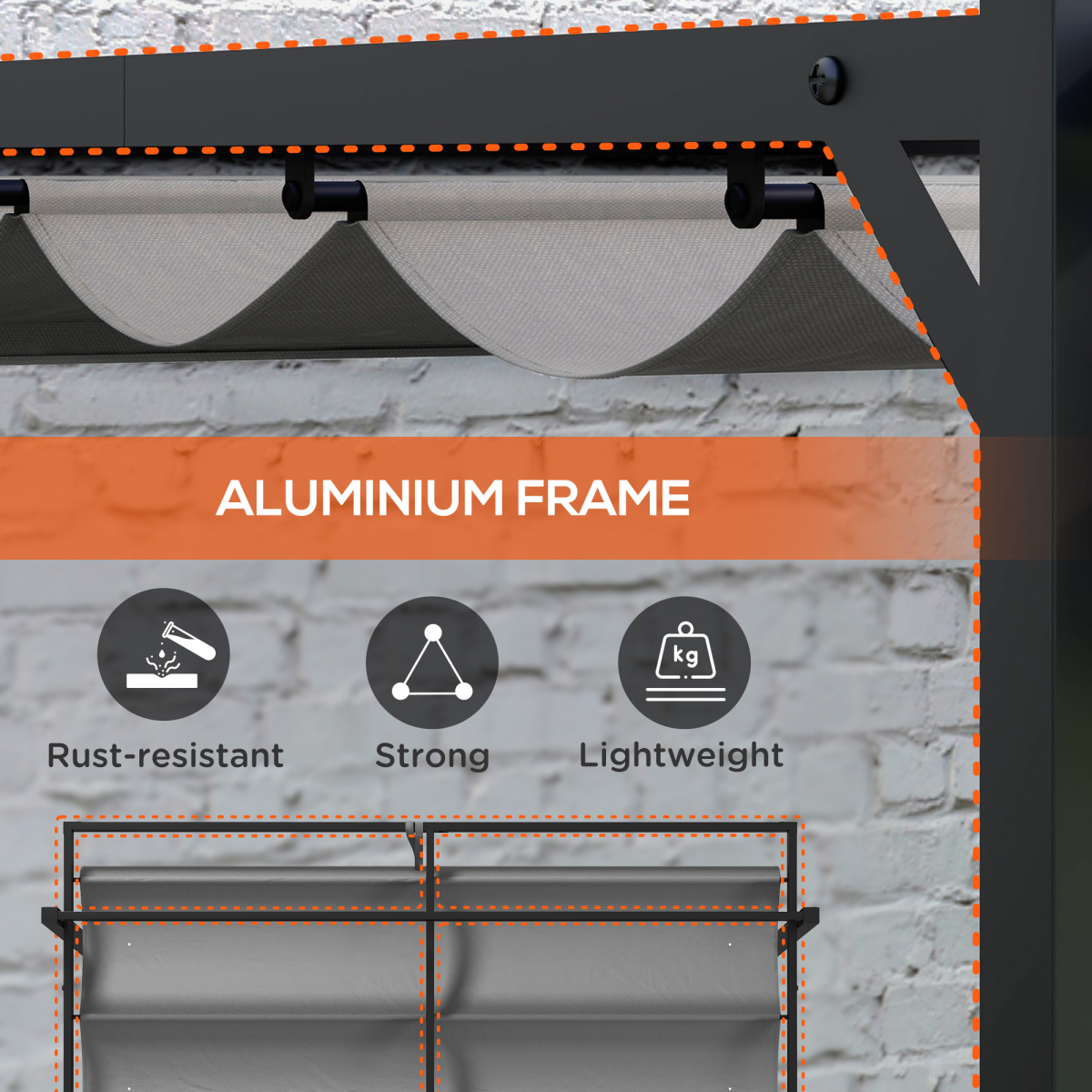 Outsunny 3 x 4m Pergola with Retractable Roof and Aluminium Frame, Grey
