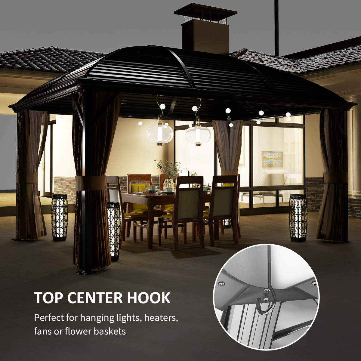 Outsunny 3 x 4m Hardtop Gazebo with Curtains and Mosquito Netting