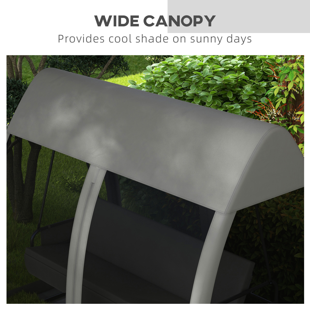 Outsunny 3-Seater Garden Swing Chair Bed with Canopy, Grey