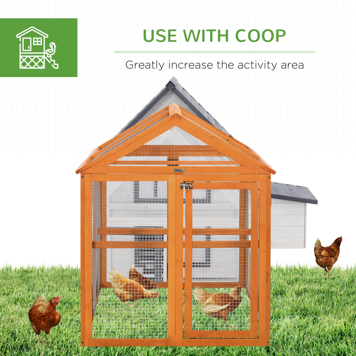 PawHut Wooden Chicken Run with Combinable Design, 3-6 Chickens