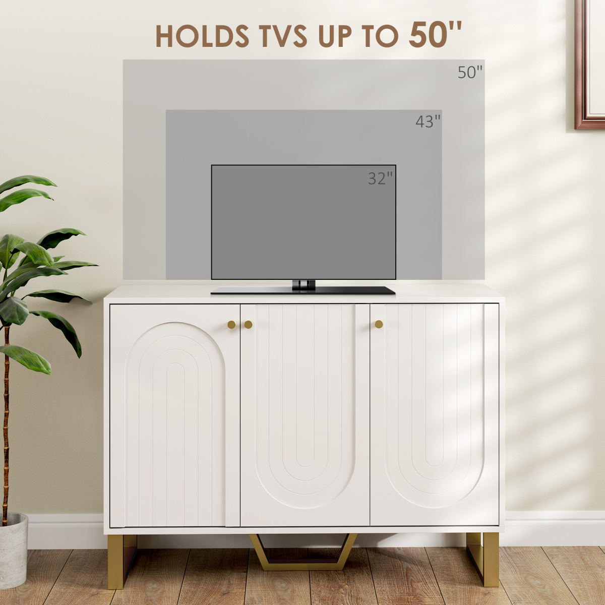 HOMCOM White Sideboard Cabinet with Adjustable Shelves and Doors