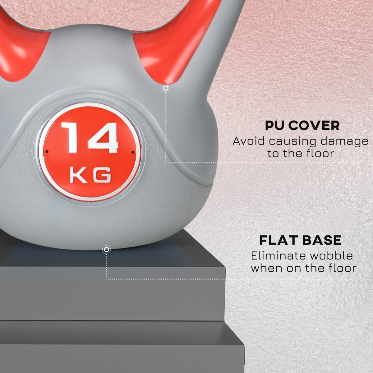 SPORTNOW 14kg Kettlebell with Handle for Home Gym, Red/Grey