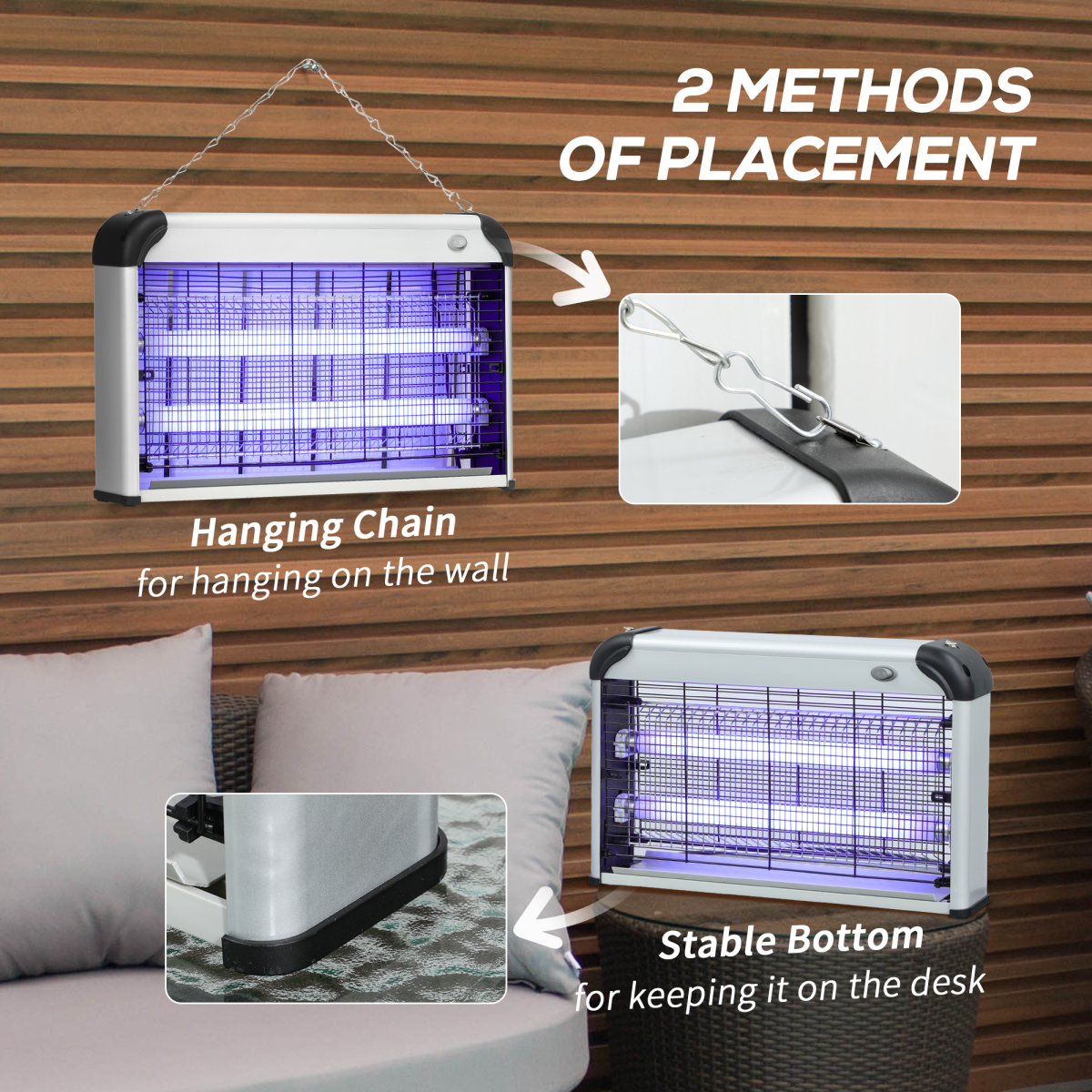 Outsunny 30W Mosquito Insect Killer Pest Bug Trap Lamp UV Fly Zapper Silver
