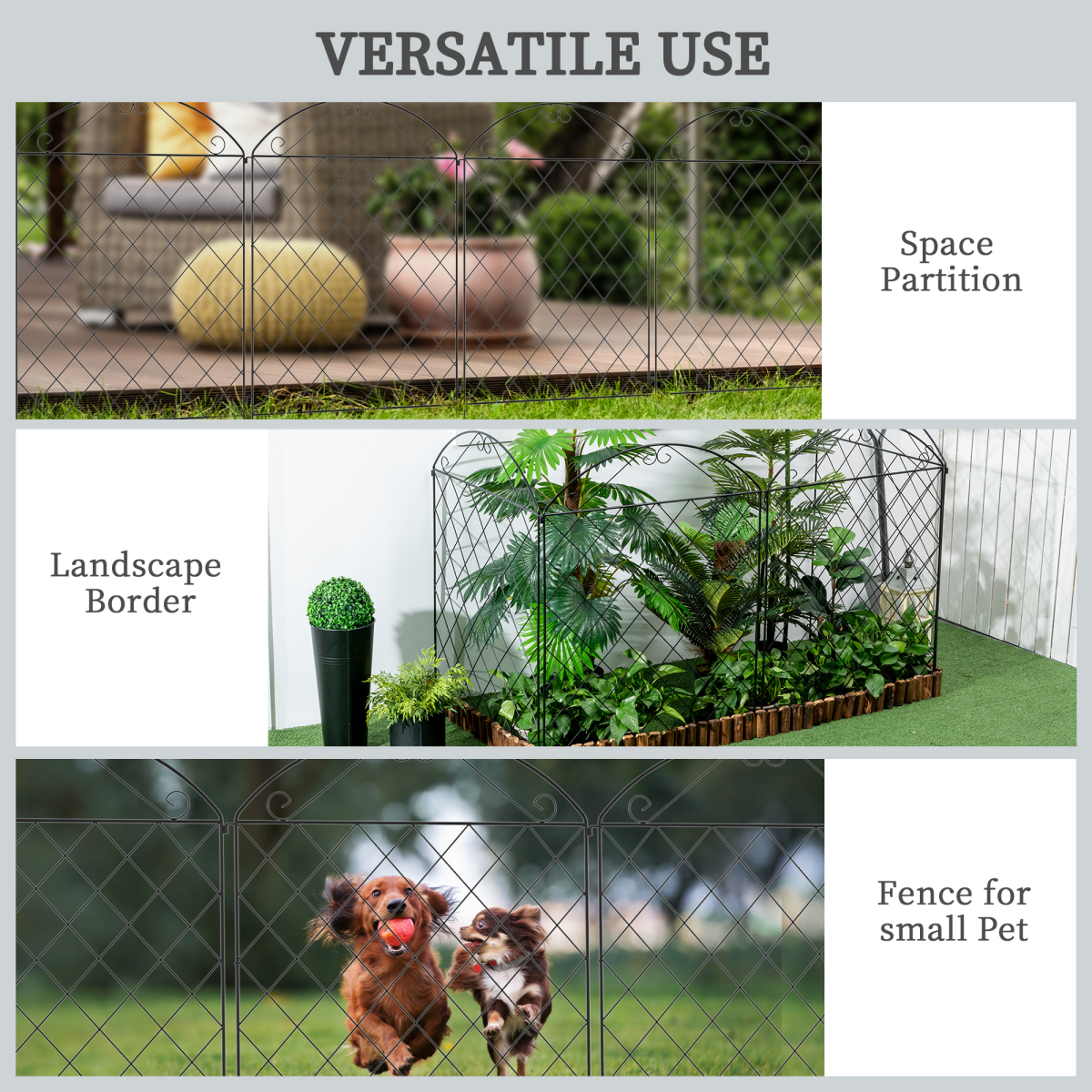 Outsunny Decorative Garden Fence Panels, 43in x 11.5ft, Animal Barrier