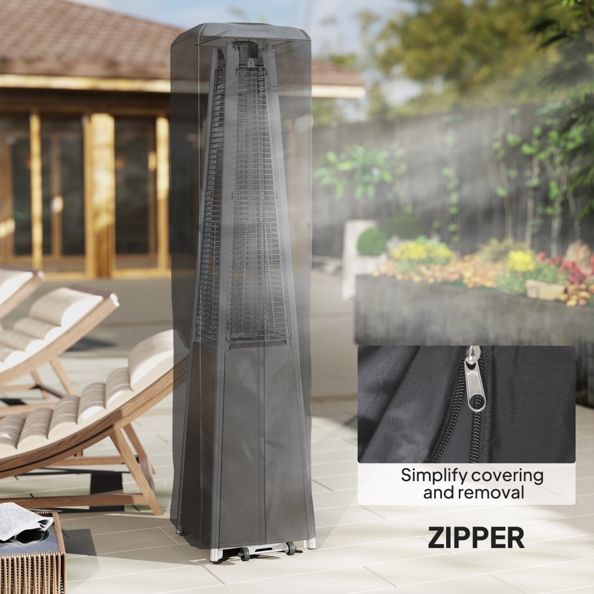 Outsunny Heavy-Duty Gas Pyramid Patio Heater Cover, Black