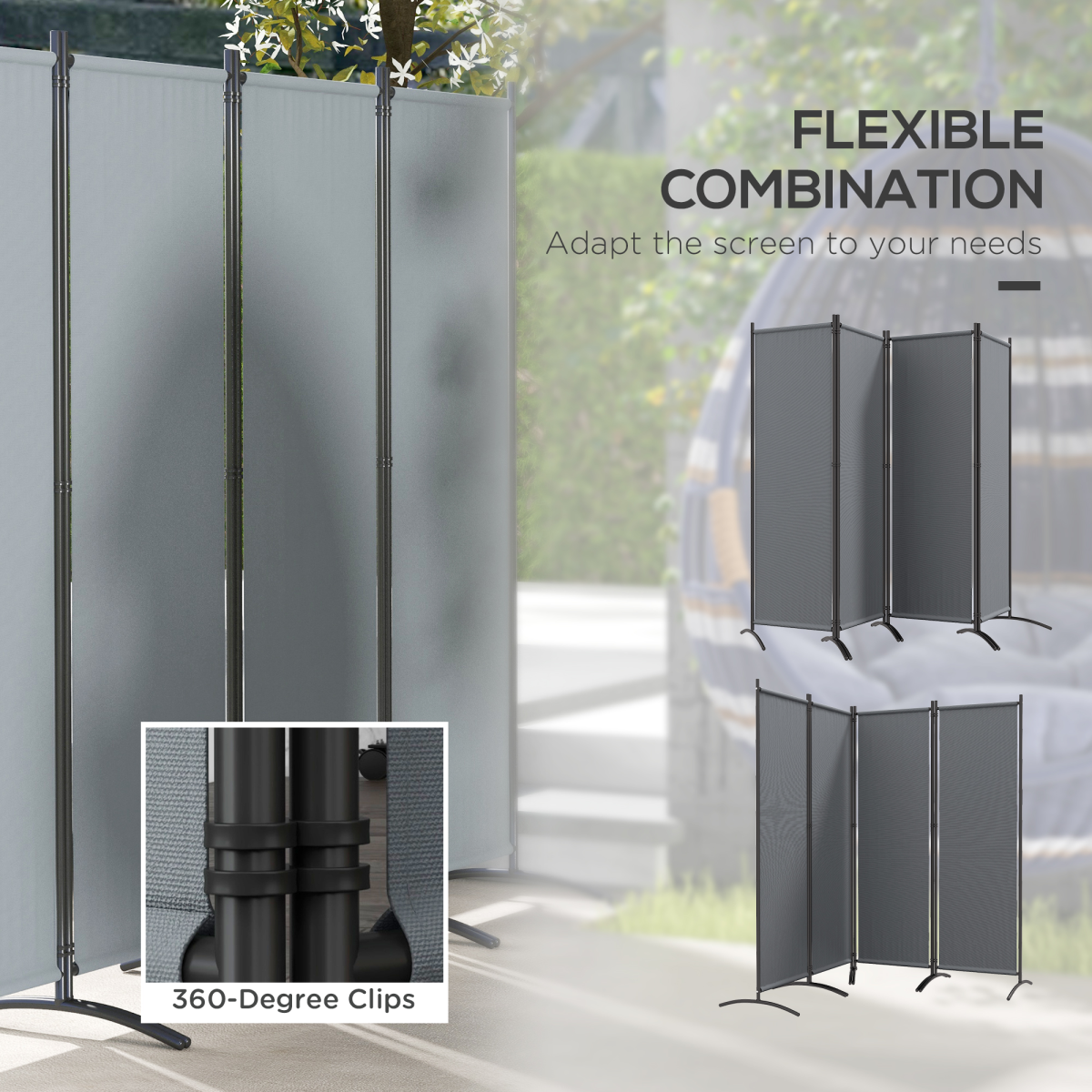Outsunny 360° Foldable Outdoor Privacy Screen, Dark Grey
