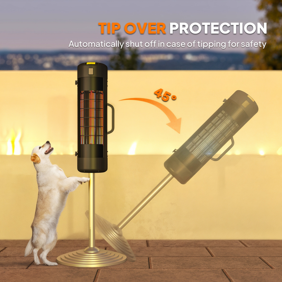 Outsunny Electric Parasol Mounted Patio Heater, 2 Heat Settings