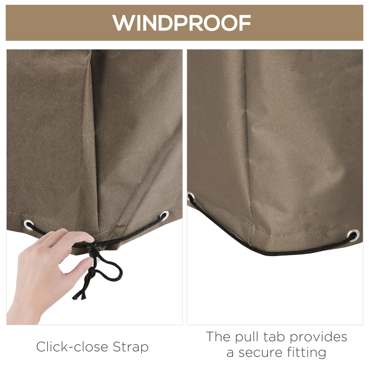 275 x 205cm Outdoor Furniture Cover, Water and UV Resistant, Beige, Suitable for Outsunny 01-0706