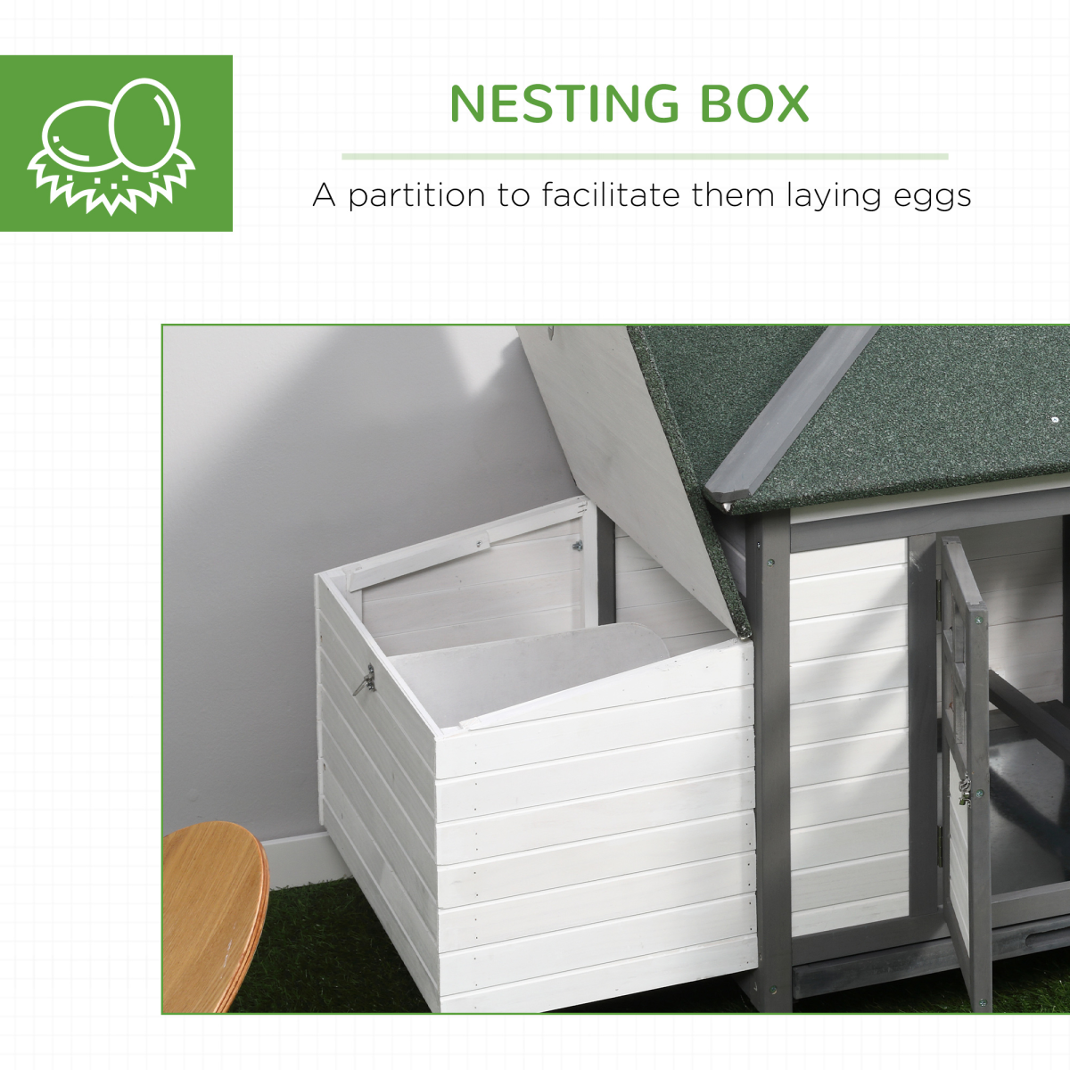PawHut Wooden Chicken Coop with Nesting Box and Outdoor Run, Backyard Poultry Cage