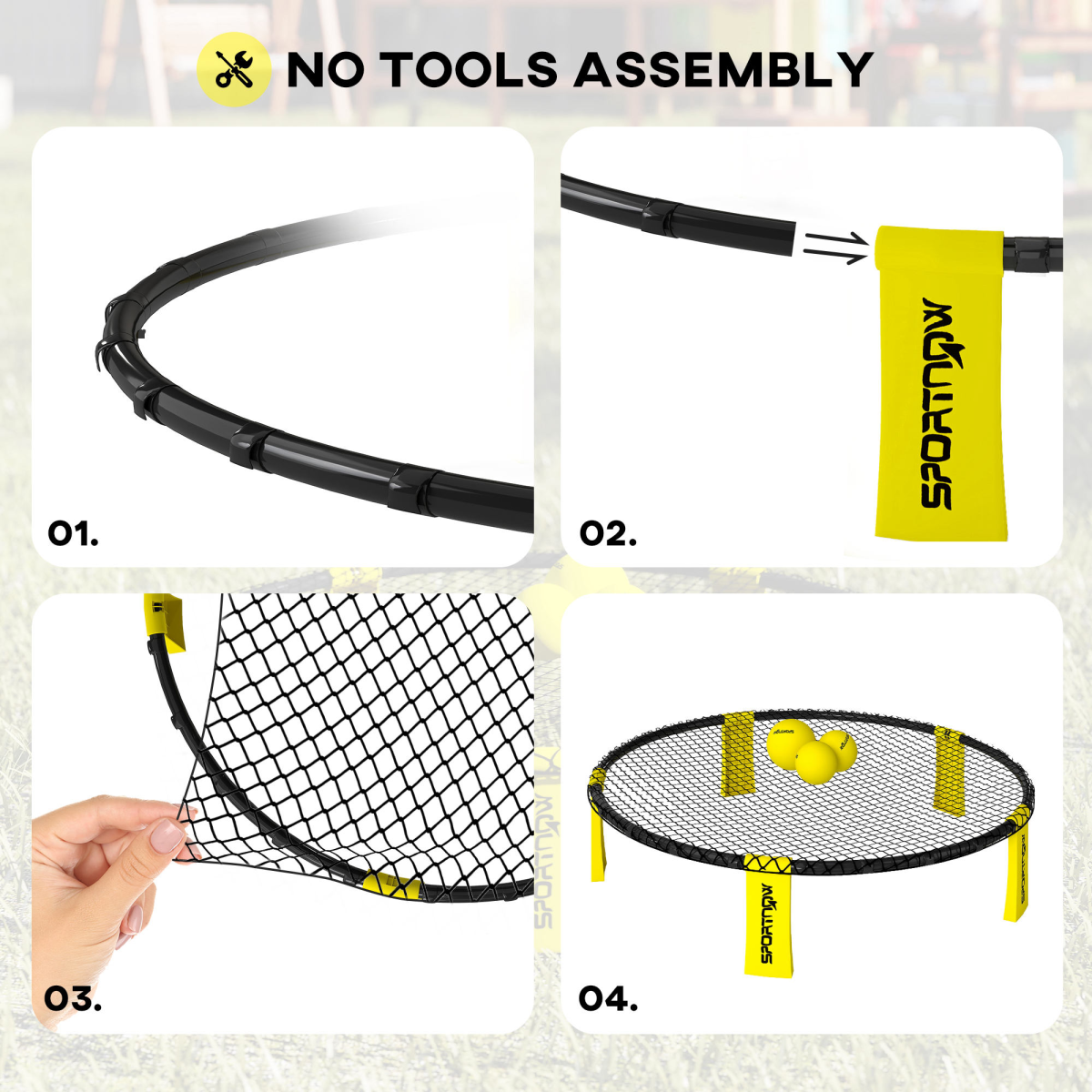 SPORTNOW Spikeball Game Set with Net, 3 Balls & Pump
