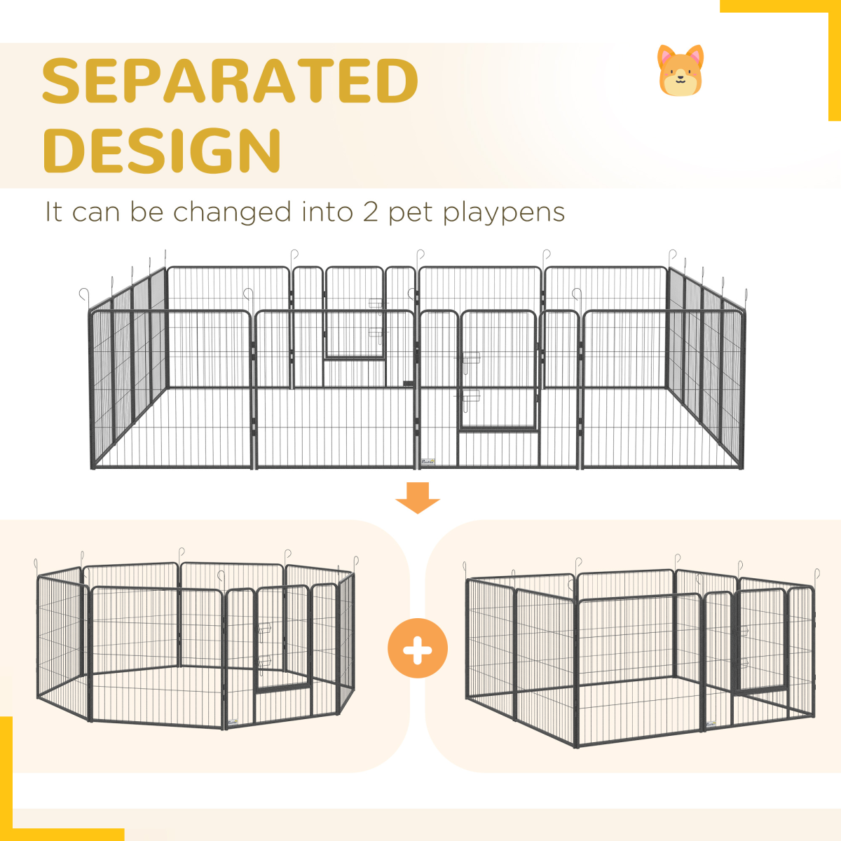 PawHut 16-Panel Heavy Duty Steel Puppy Play Pen for Small & Medium Dogs, 80cm High