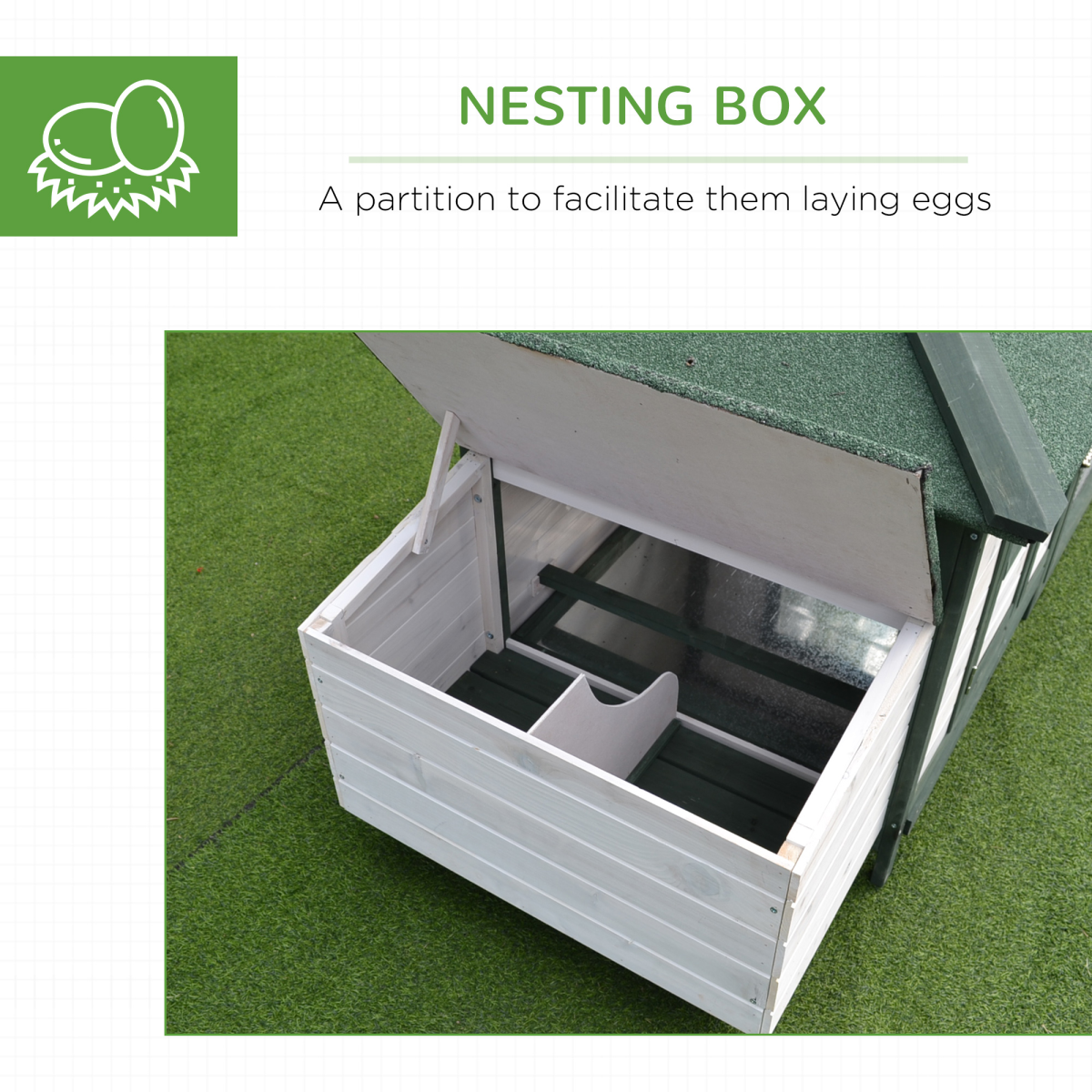 PawHut Wooden Chicken Coop with Nesting Box and Outdoor Run