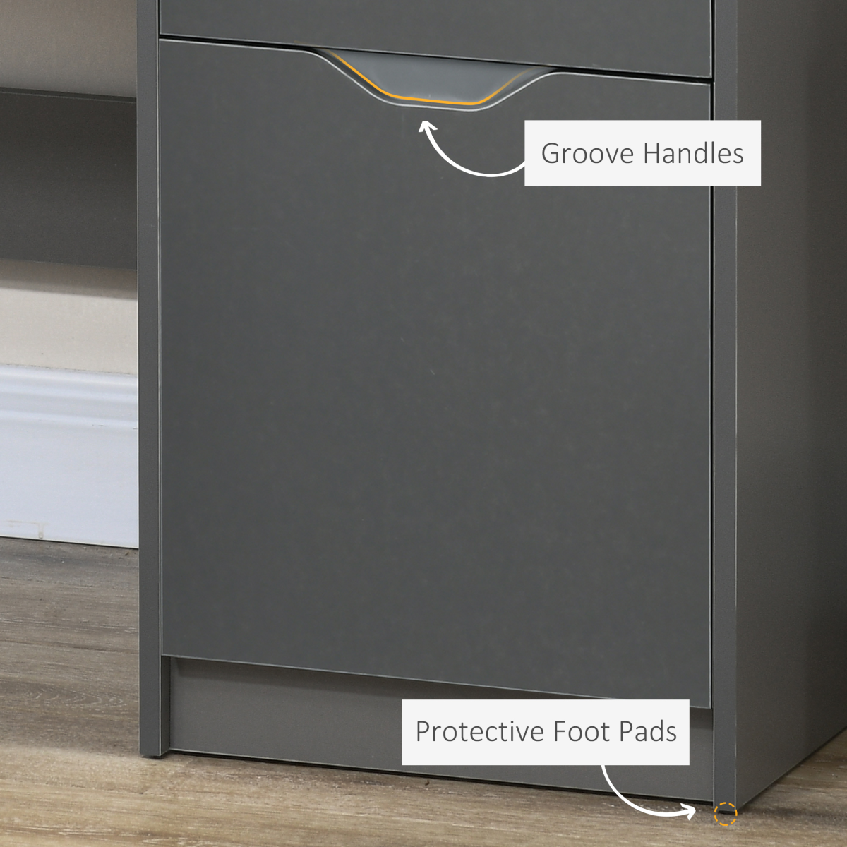 HOMCOM Grey Computer Desk with 3 Drawers, Modern Workstation for Study and Office