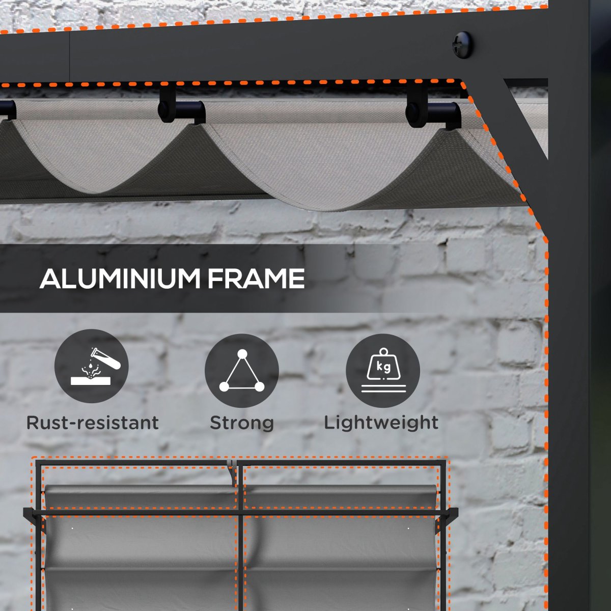 Outsunny 3 x 3(m) Pergola with Retractable Roof and Aluminium Frame, Grey