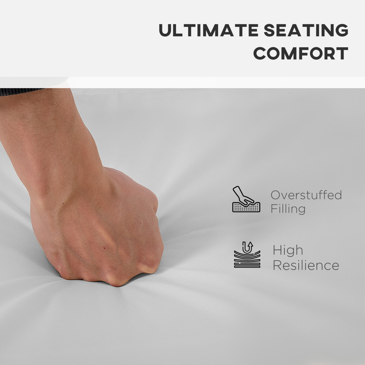 Outsunny 3-Piece Grey Seat Cushion Set for Rattan Garden Furniture, Cotton Filled, Removable Washable Covers