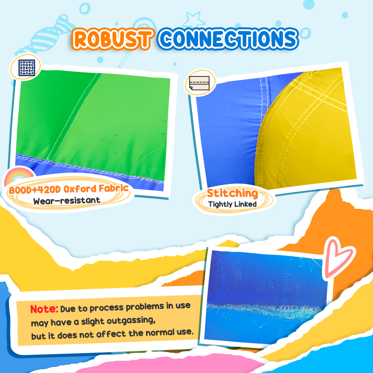 Outsunny Kids Inflatable Bouncy Castle 6-in-1 Water Slide with Trampoline, Climbing Wall, Throwing Wall, Water Gun and 450W Air Blower