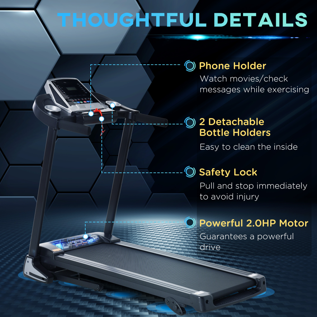 Folding Electric Treadmill 12km/h Incline with LED Display