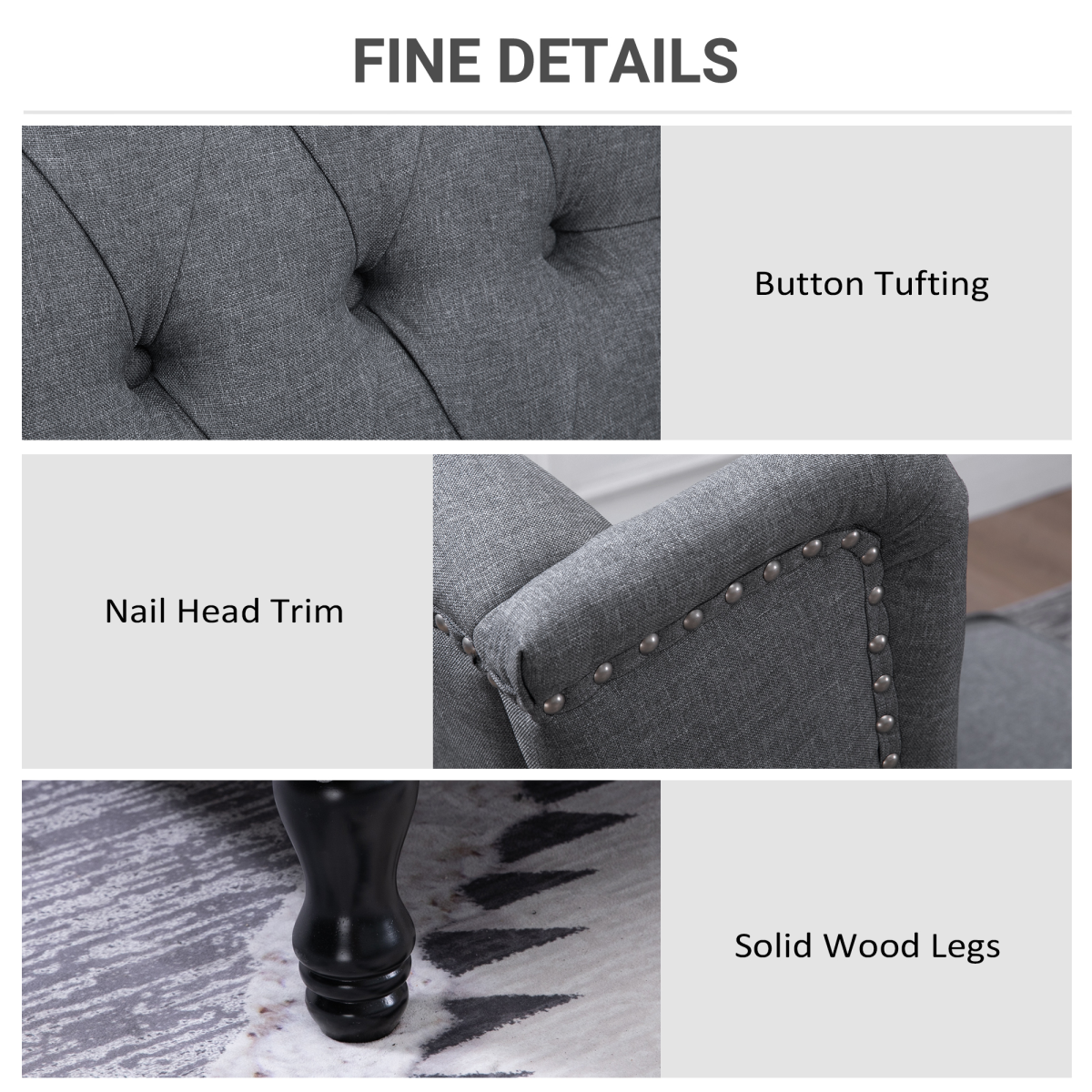 HOMCOM Light Grey Fabric Recliner Armchair with Footrest