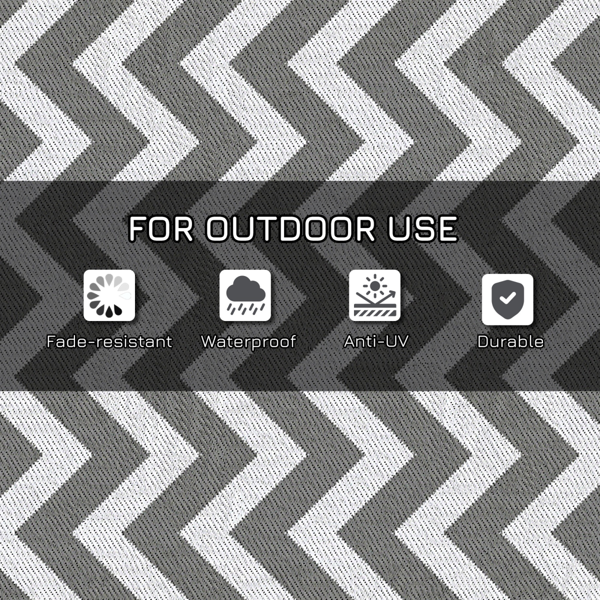 Outsunny Reversible Outdoor Rug, Foldable Patio Mat, Grey/White