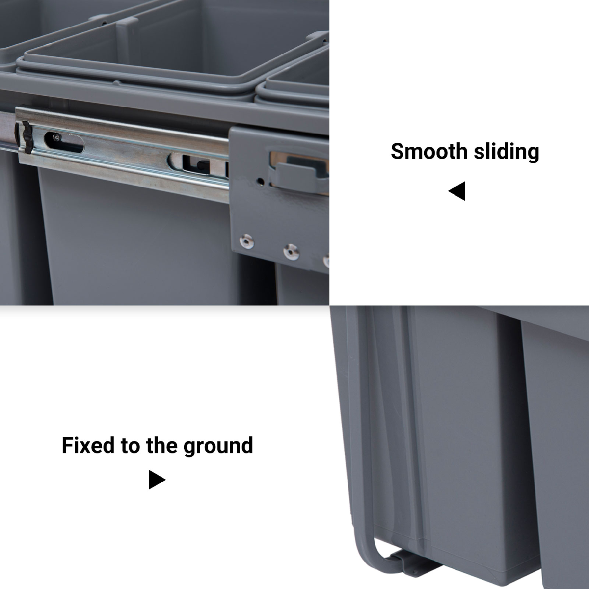 HOMCOM Pull-Out Recycling Waste Bin Cabinet 40L Grey Soft Close