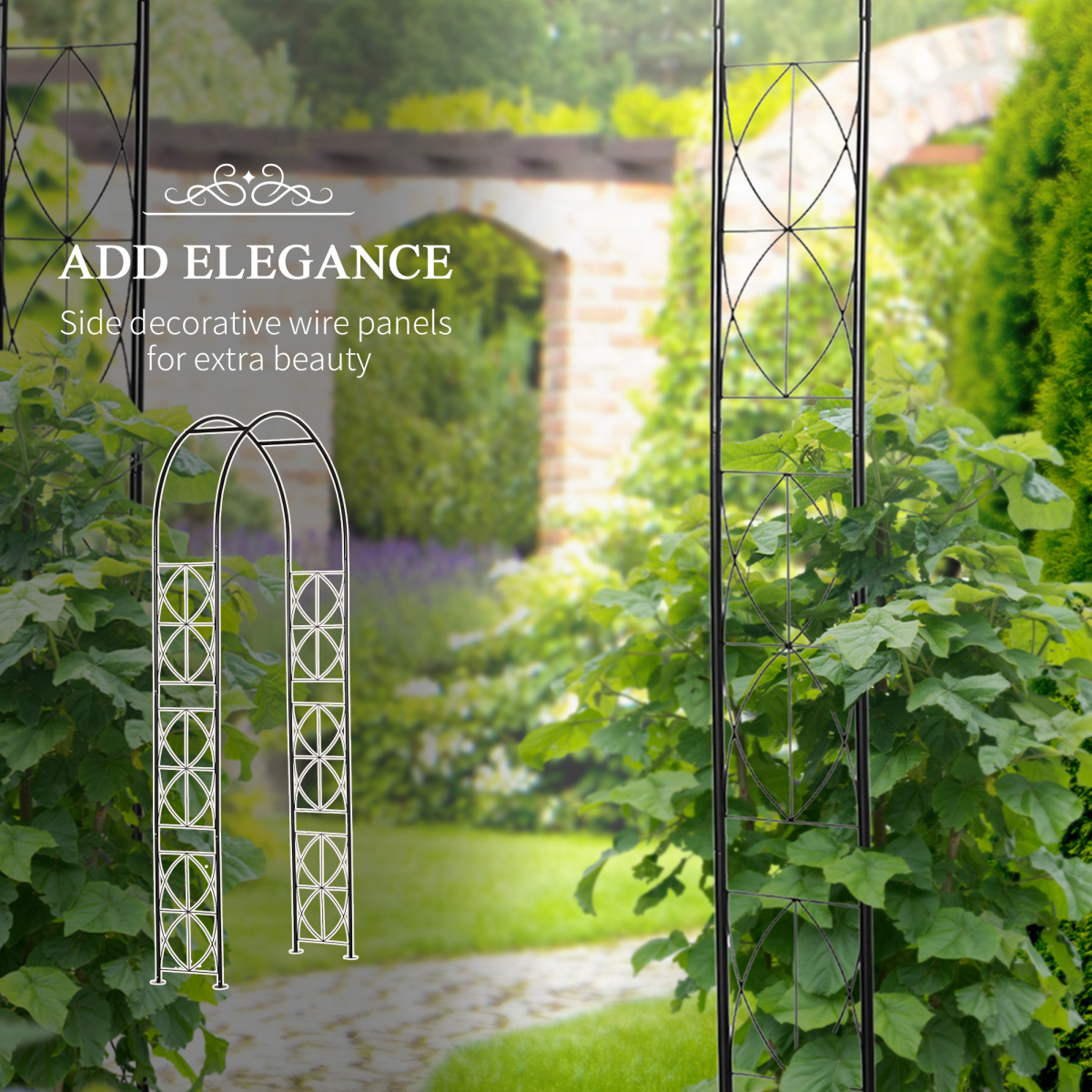 Metal Garden Arch Trellis for Climbing Roses and Plants