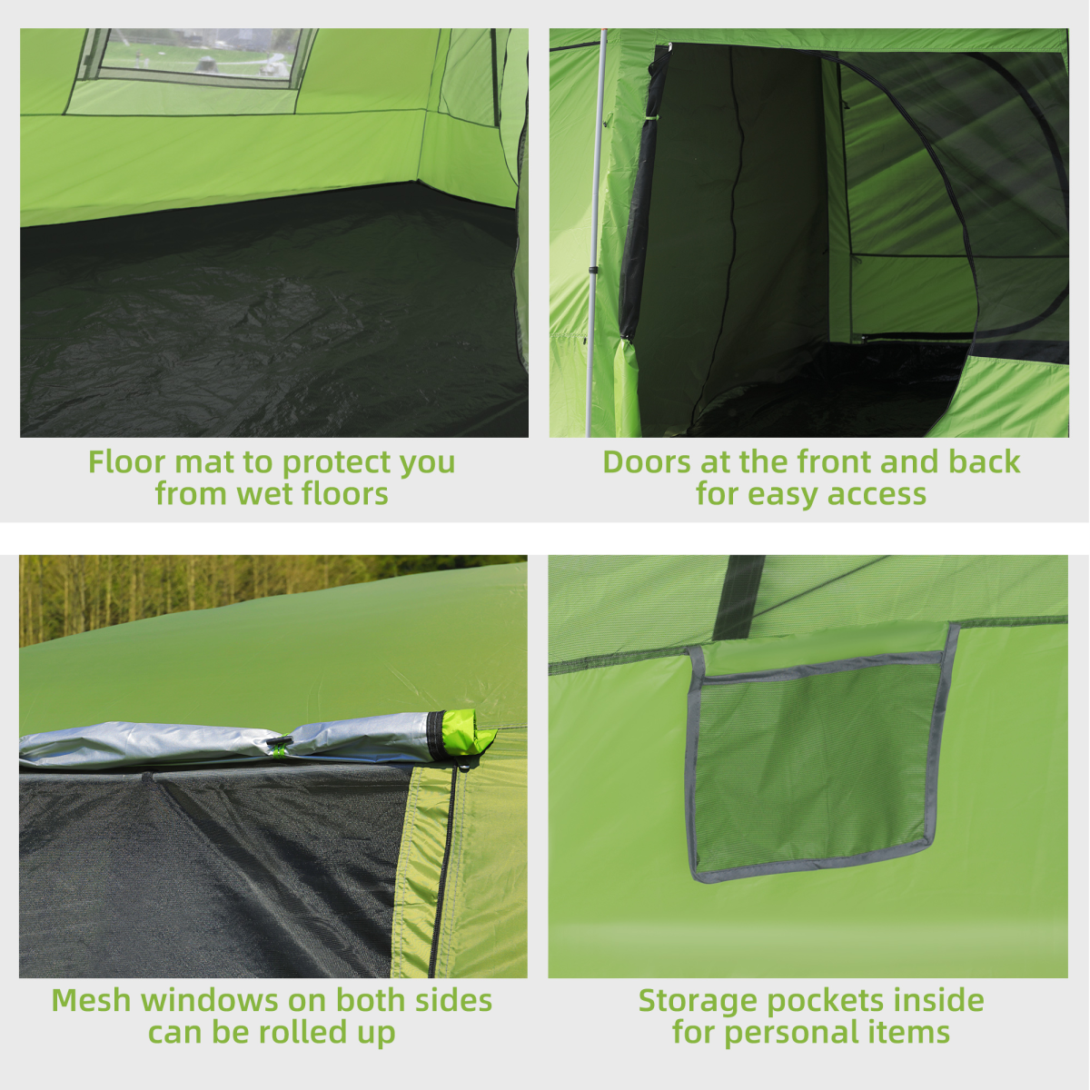 4-8 Person Two-Room Tunnel Camping Tent with Porch & Carry Bag