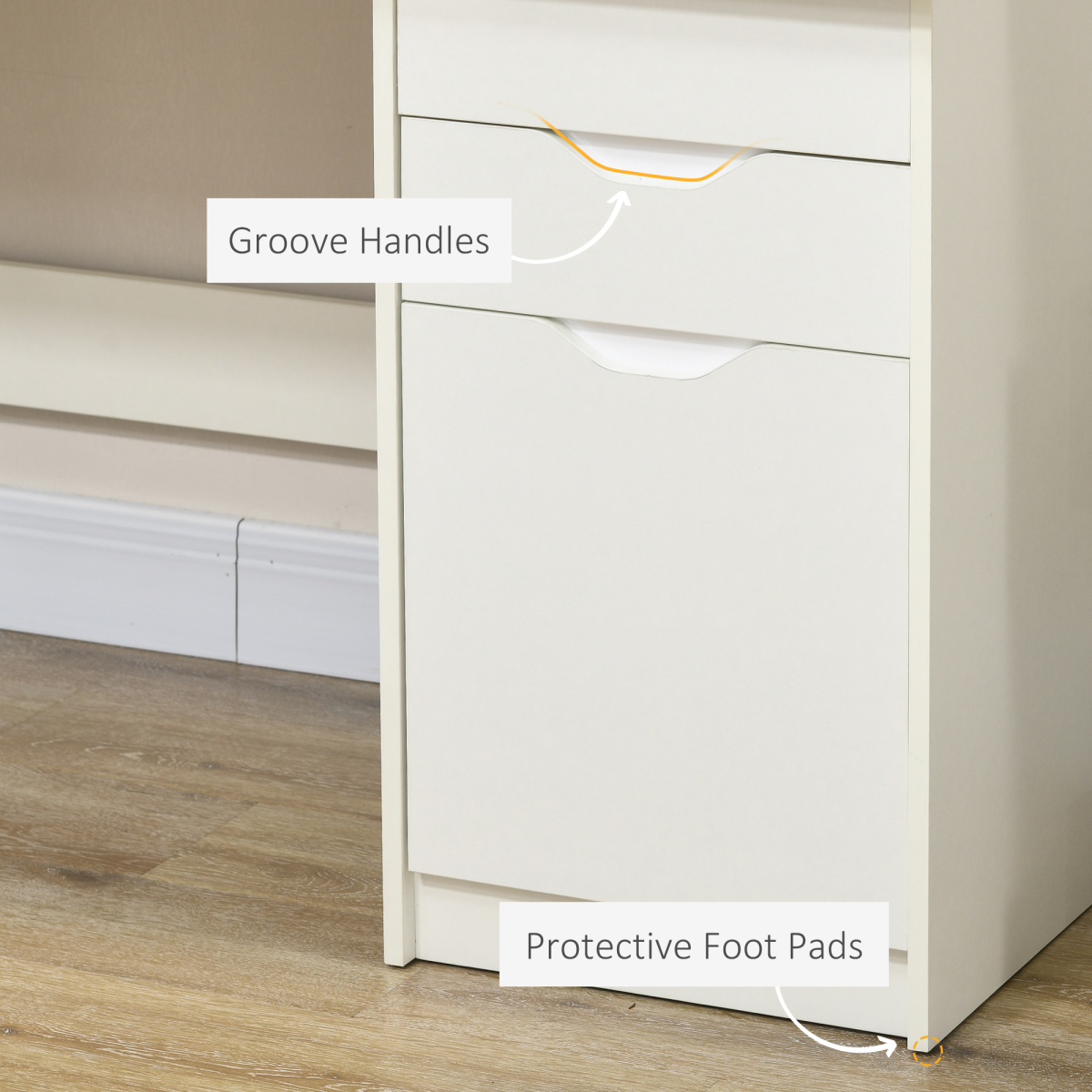 HOMCOM White Computer Workstation with 3 Drawers for Home Office, Study Desk