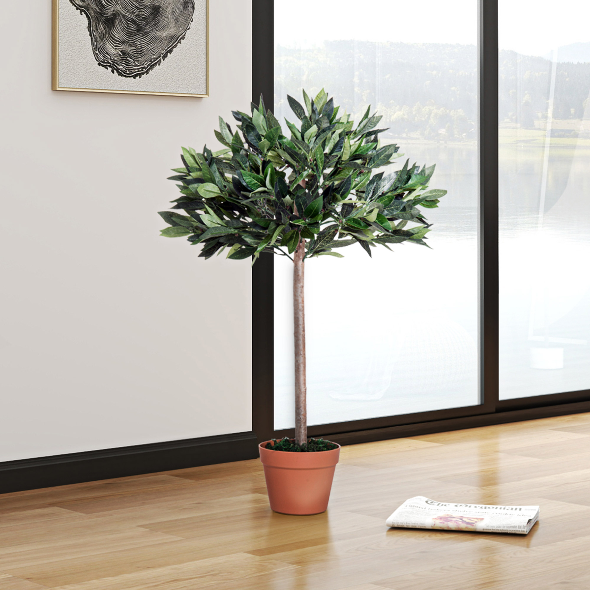 Outsunny Artificial Olive Tree Plant, 90 cm, Realistic Decor
