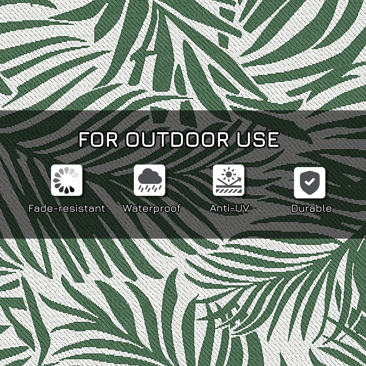 Outsunny Reversible Outdoor Rug 1.5 x 2.4m, Green & White