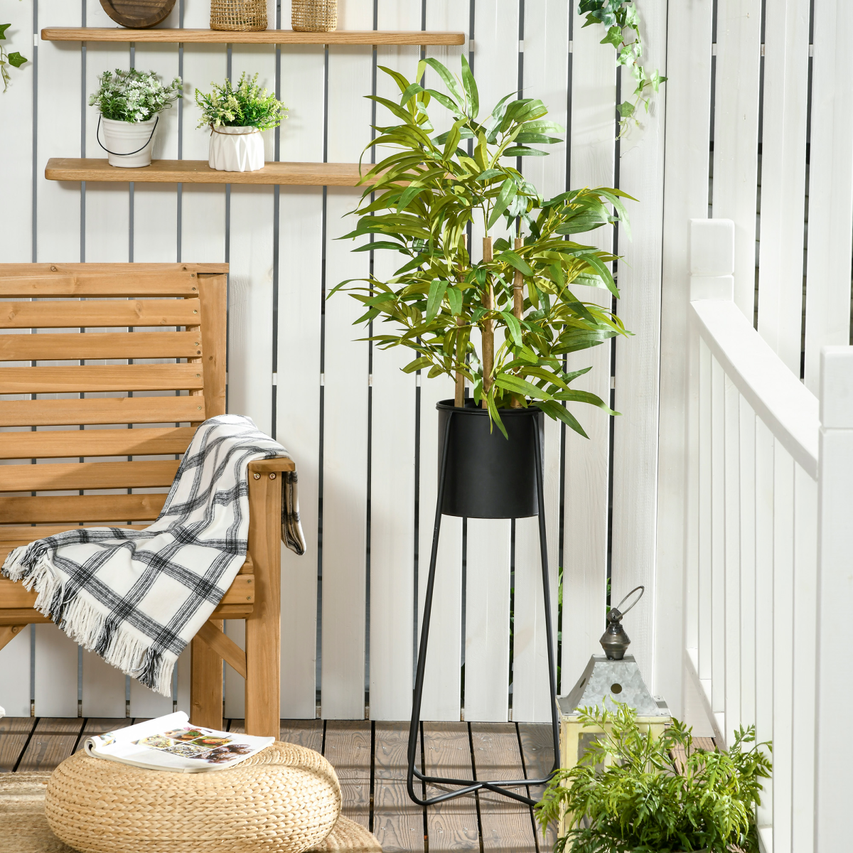 HOMCOM Artificial Bamboo Plant in Pot, 60cm, Indoor/Outdoor