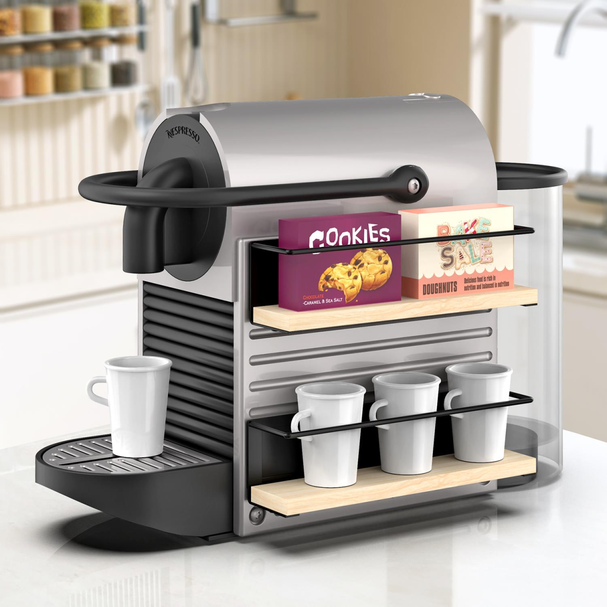 Vinsani 2-Piece Magnetic Spice Rack Wooden Shelf, Strong Magnetic Hold, No Drilling Needed