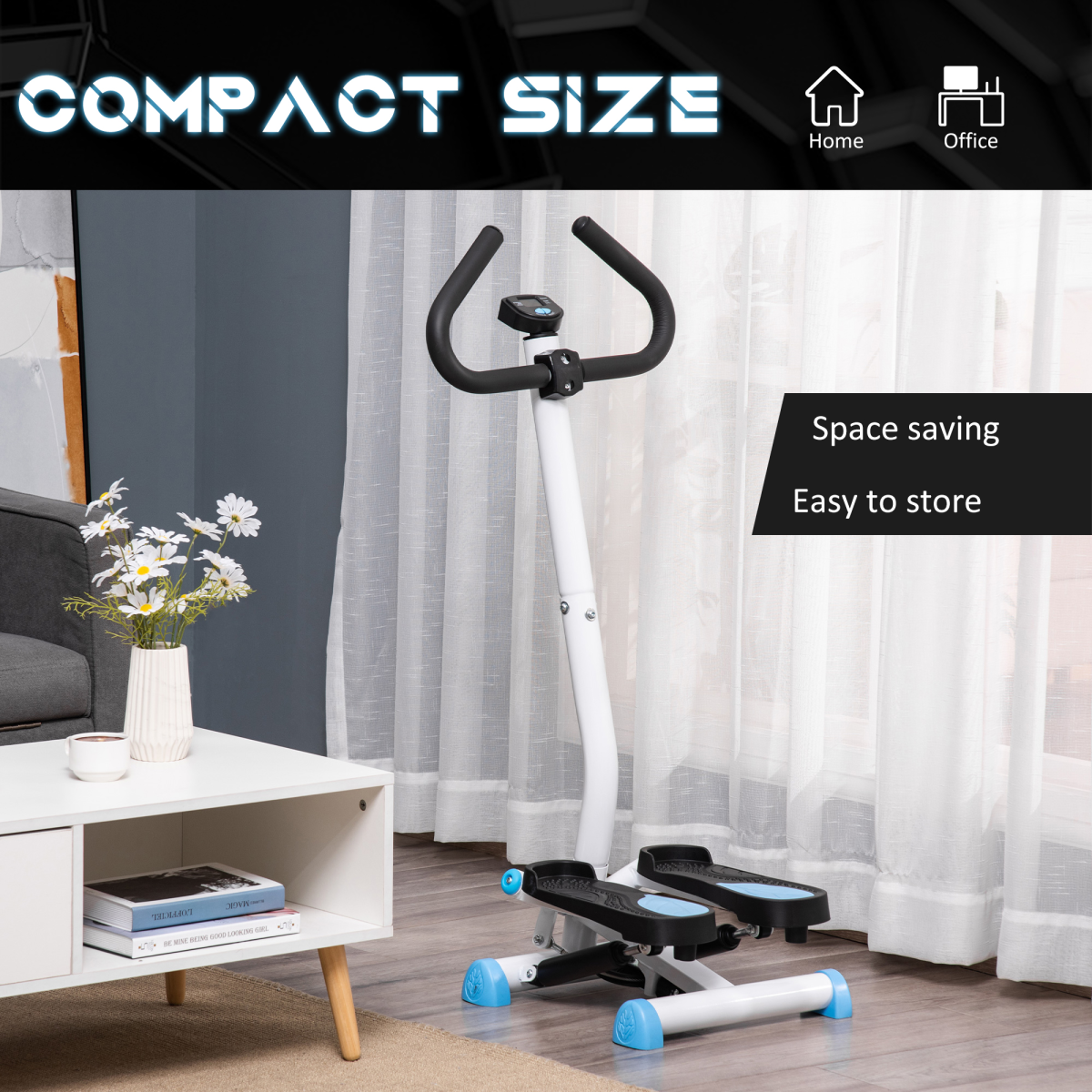 Height Adjustable Twister Step Machine with LCD Screen, Blue