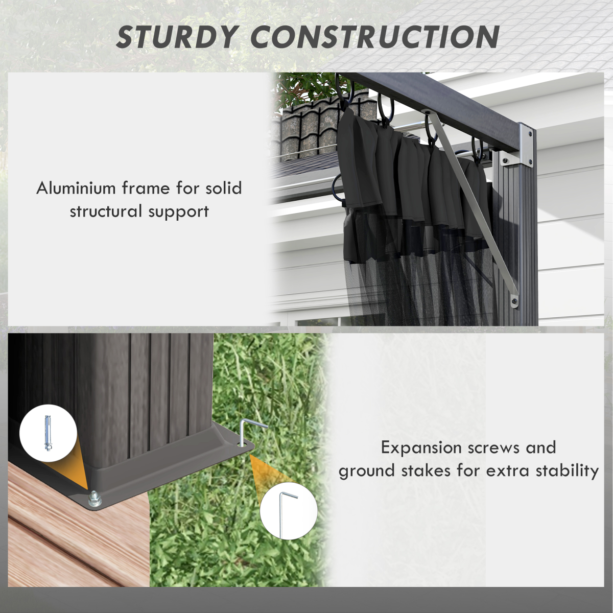 Outsunny 3 x 3 m Dark Grey Pergola with Retractable Roof and Netting