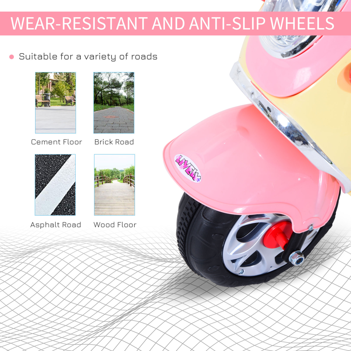 HOMCOM Kids Electric Ride On Motorbike, 3-Wheel Battery Tricycle with Headlight, Music, Forward/Backward Control, Ages 3-5