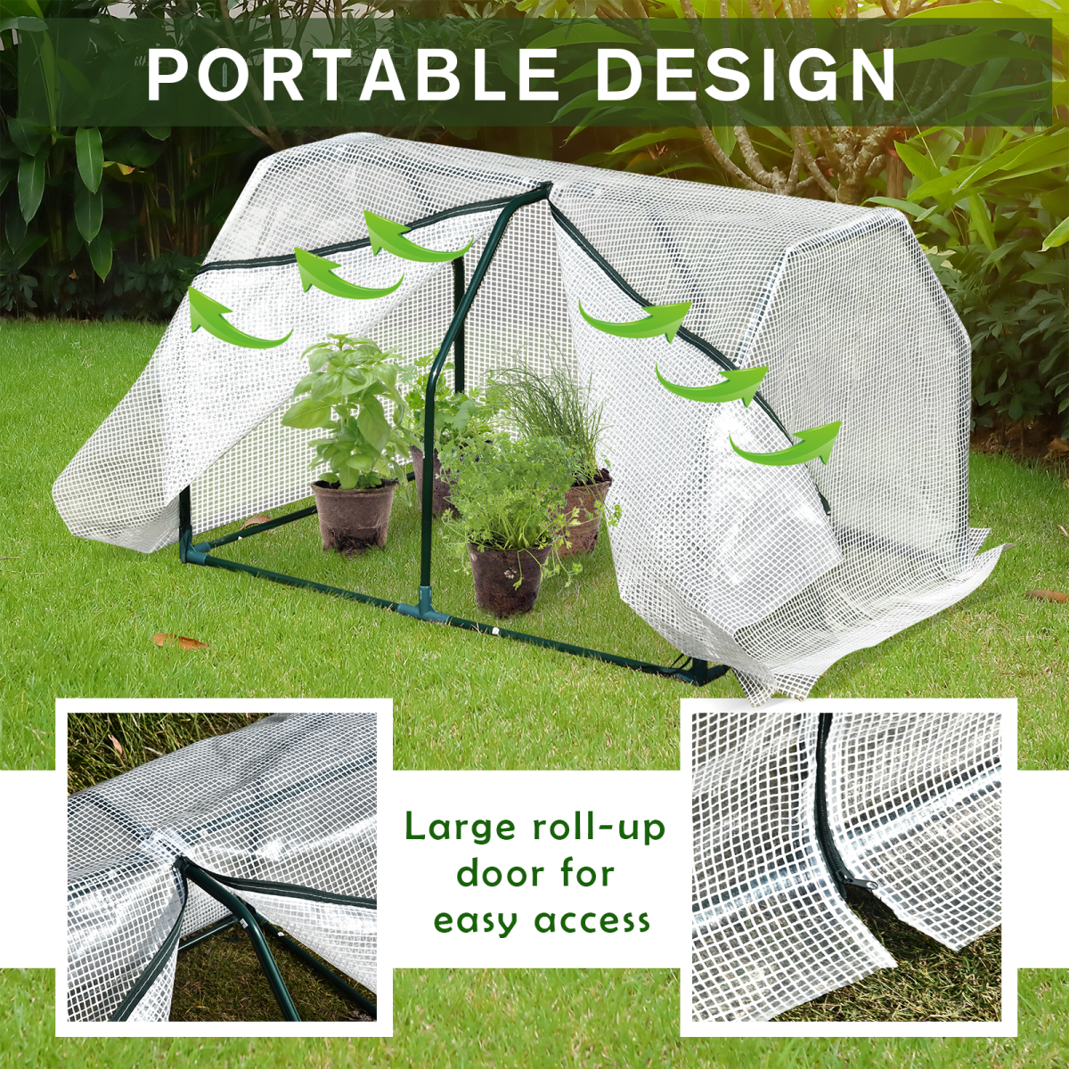 Outsunny 99x71x60cm Mini Greenhouse with PVC Cover, Steel Frame, White