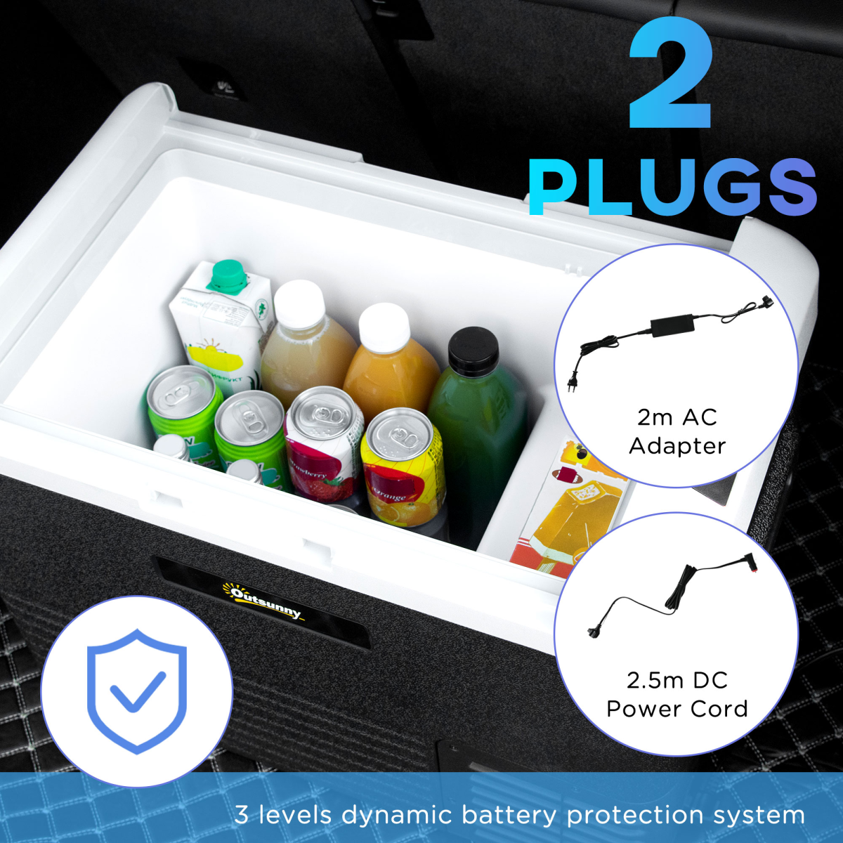 40L Portable Car Refrigerator and Freezer with LED Panel, 12V/24V DC and 110/240V AC, -20°C, for Camping and Driving