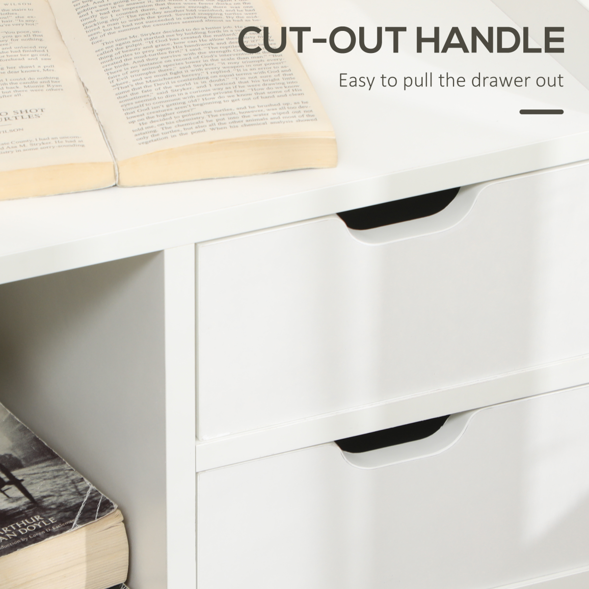 Modern Bedside Table with 2 Drawers and Storage Shelves, Nightstand for Bedroom and Living Room