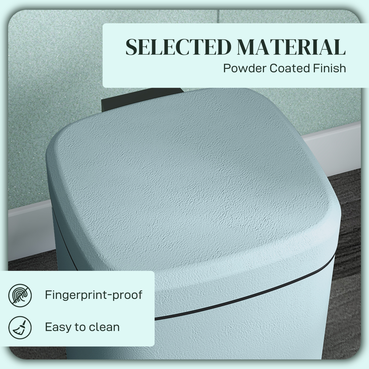 PawHut 12L Metal Pedal Bin with Soft-Close Lid, Light Green