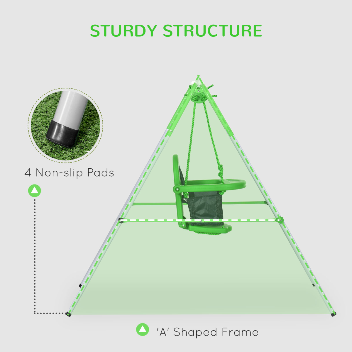 Outsunny Nursery Swing with Safety Seat Belt and Back Support for Indoor and Outdoor Use, 6-36 Months
