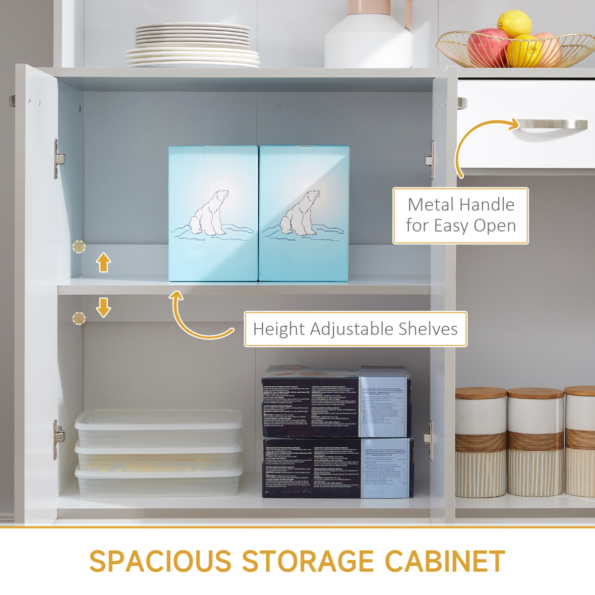 HOMCOM Freestanding Kitchen Cupboard, Storage Cabinet with Doors, Drawer