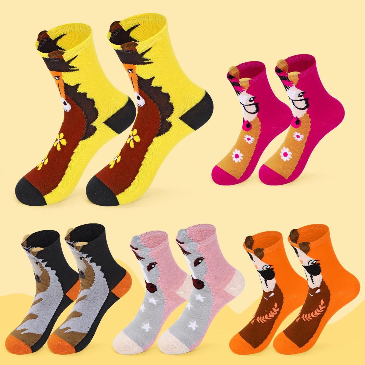 Vinsani 5 Pack Animal Print Socks for Women UK 4-7