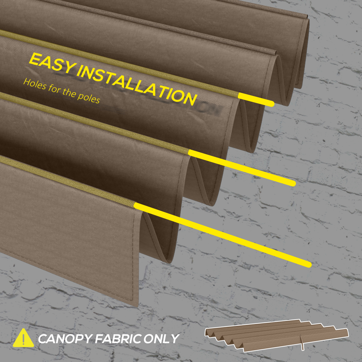 Outsunny Pergola Sun Shade Cover Roof Replacement for 3 x 2.15m Pergola, Coffee