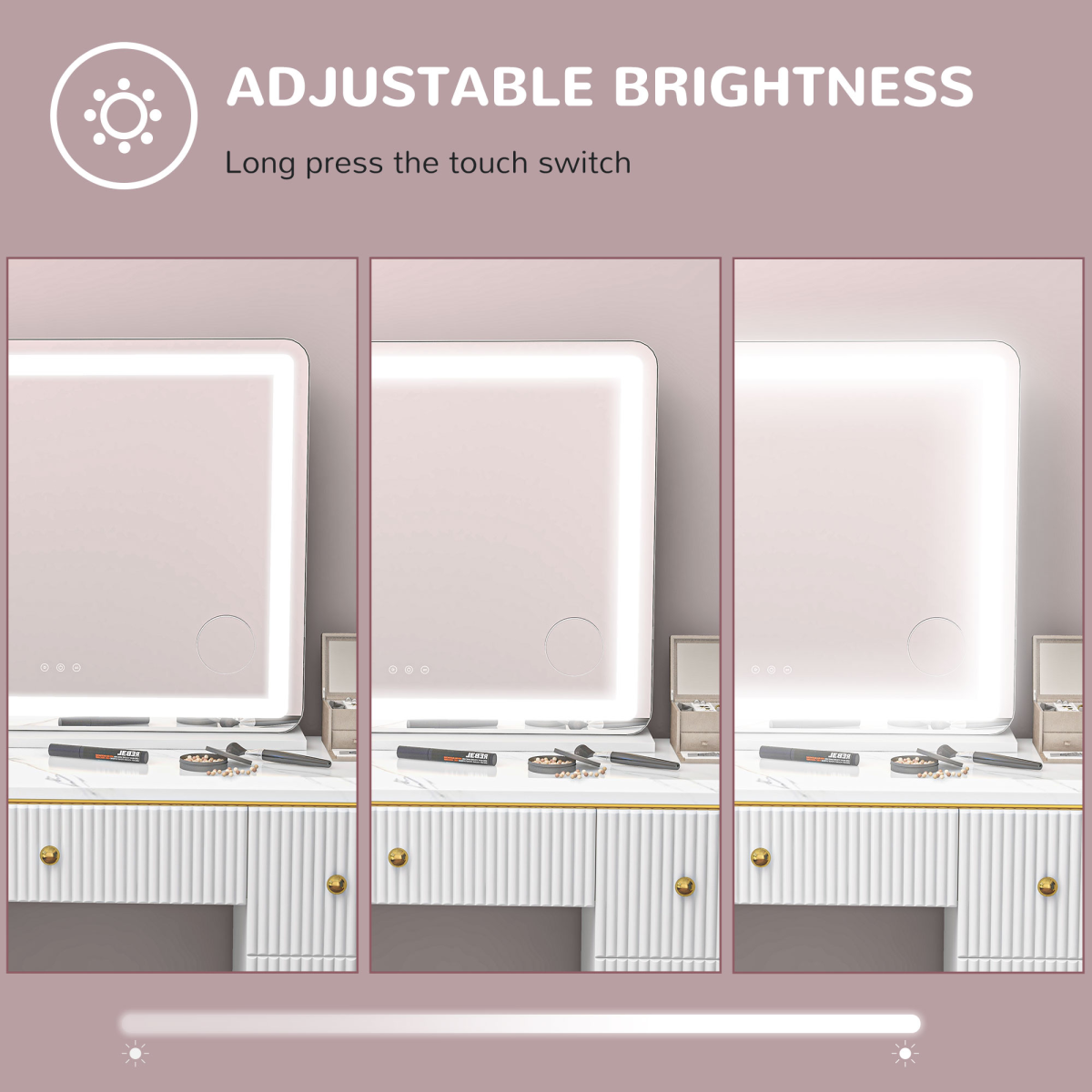 HOMCOM LED Vanity Mirror with 10X Magnifier, USB Port, White