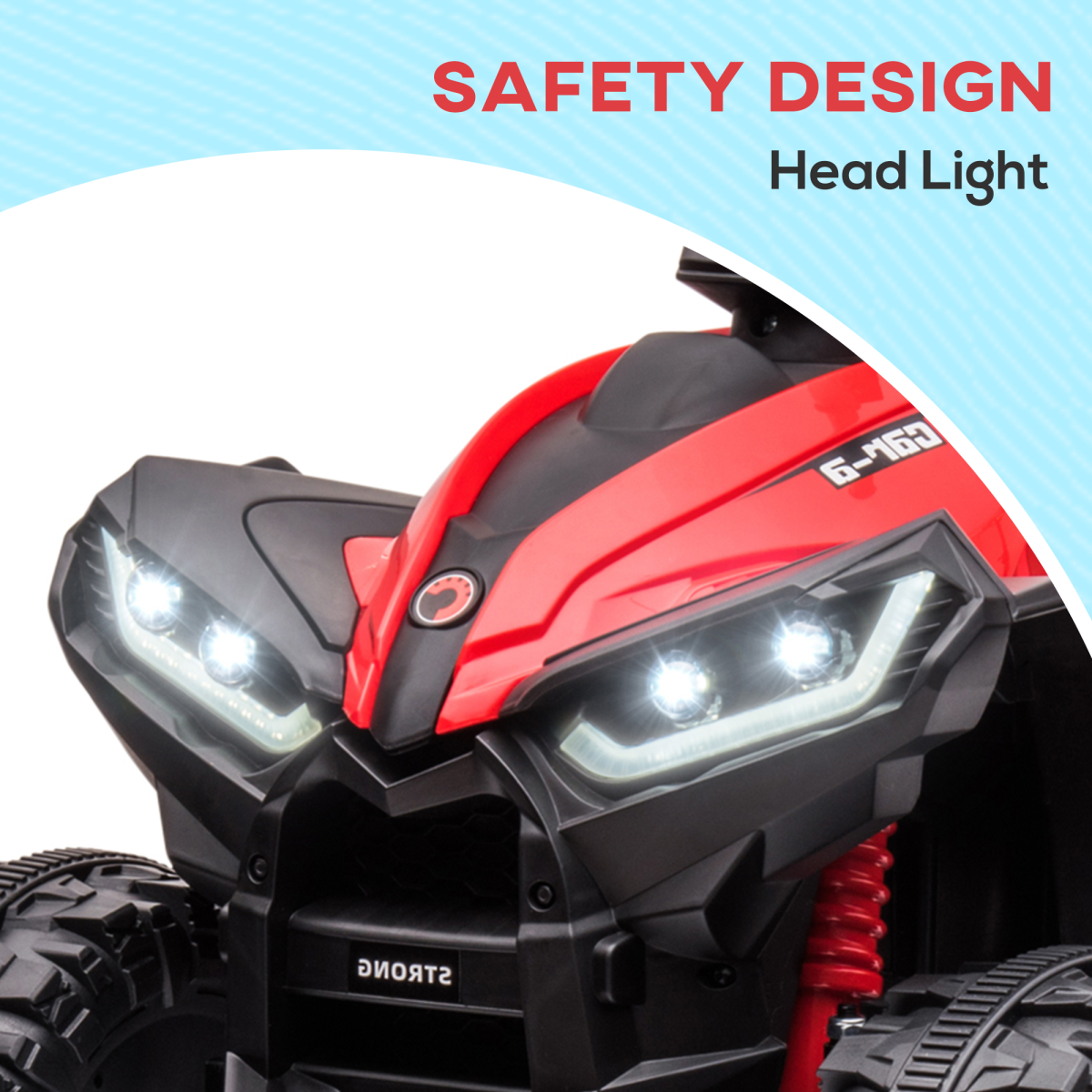 HOMCOM 12V Kids Electric Quad Bike Ride On ATV, LED Lights, 3-5 Years