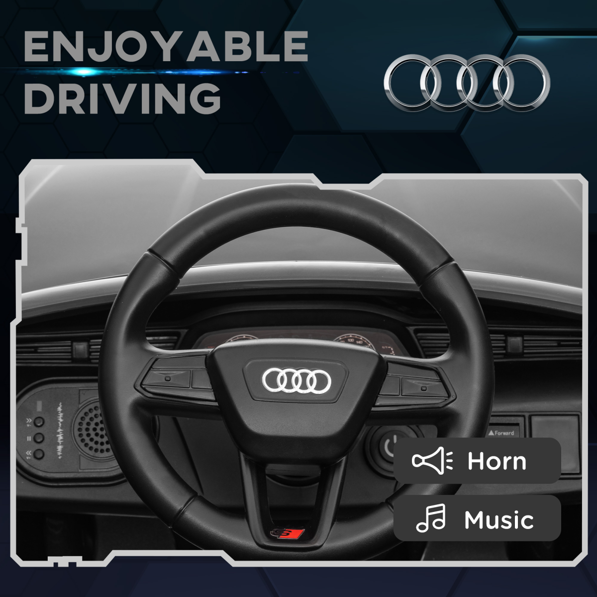AIYAPLAY Audi Q8 e-tron Sportback Kids Electric Car, Grey, Remote