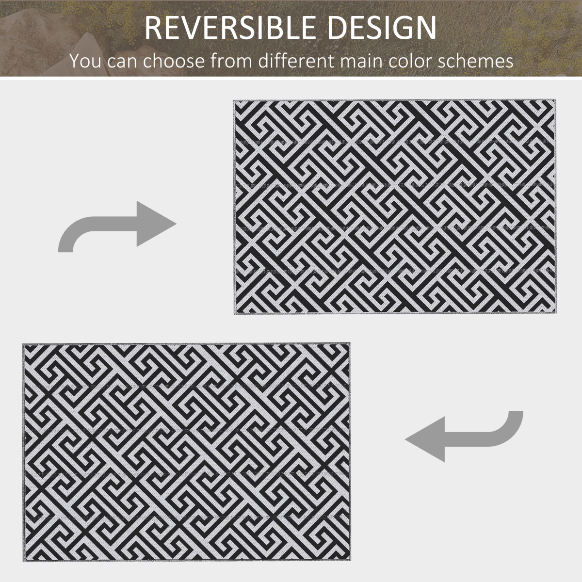 Outsunny Reversible Outdoor Rug 182x274cm Portable Camping Mat