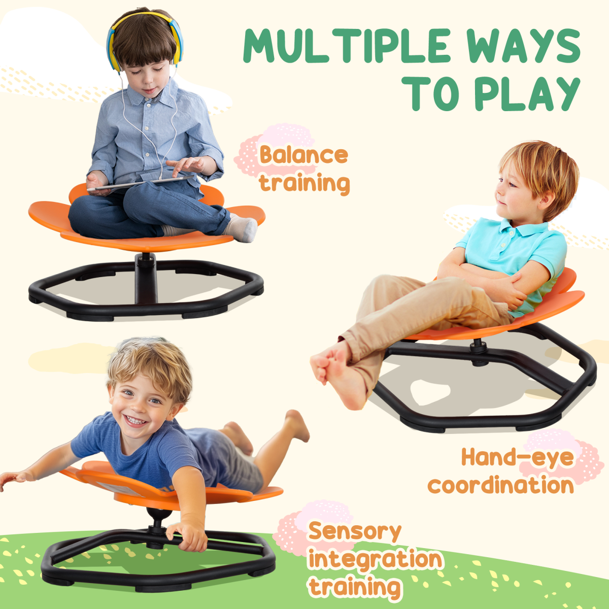 AIYAPLAY Sensory Spinning Chair for Kids, Balance & Coordination