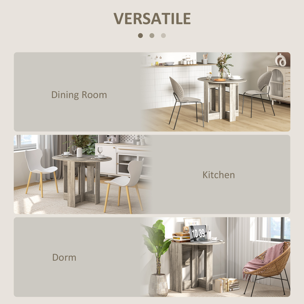 HOMCOM Grey Drop Leaf Folding Dining Table for Kitchen