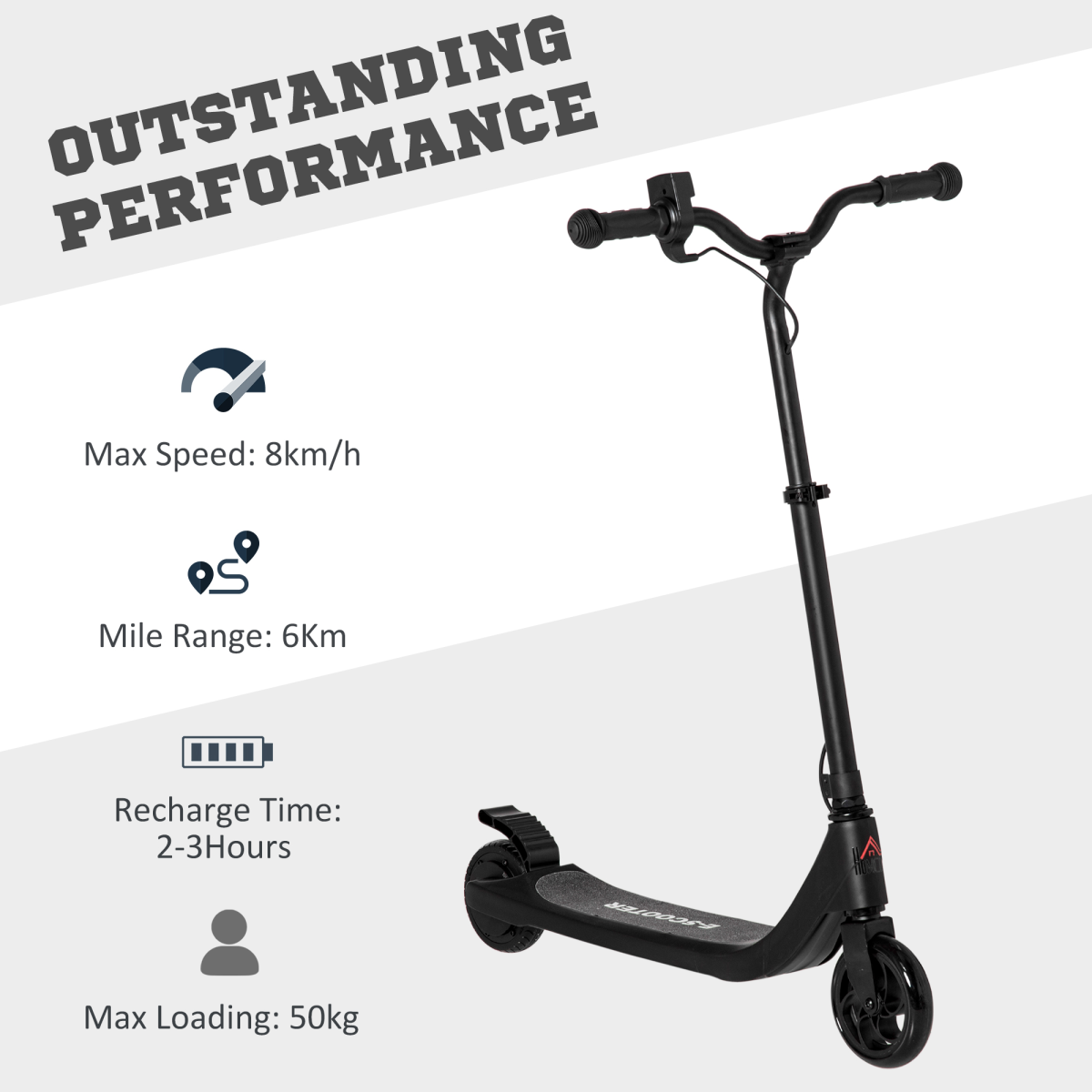 120W Electric Scooter with Battery Level Display, Rear Brake, Adjustable Height, Black